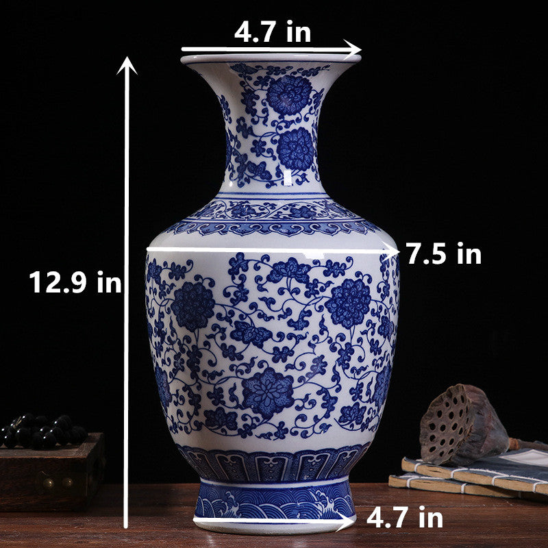 Blue and white porcelain clock shaped vase
