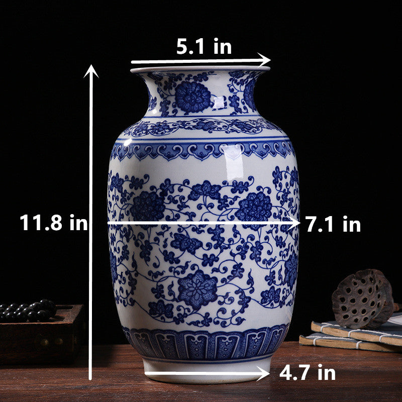 Blue and white porcelain winter melon shaped vase