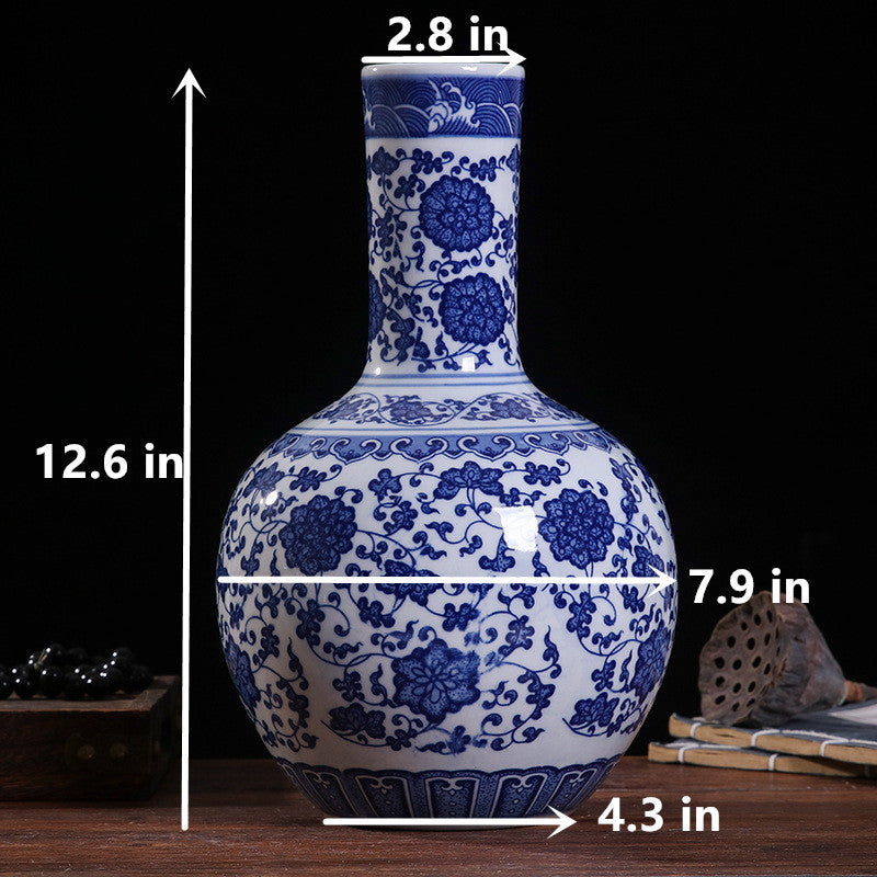 Blue and white porcelain celestial sphere shaped vase