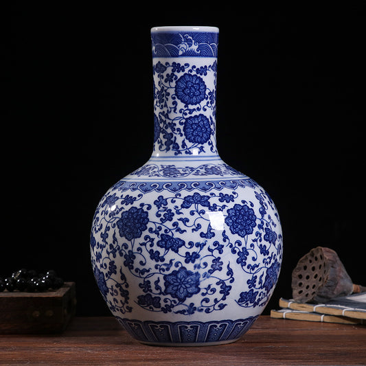 Blue and white porcelain celestial sphere shaped vase