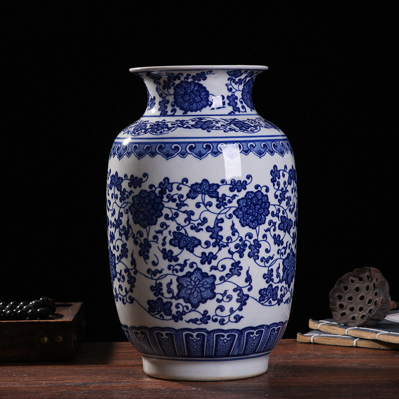Blue and white porcelain winter melon shaped vase