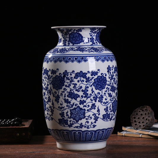 Blue and white porcelain winter melon shaped vase