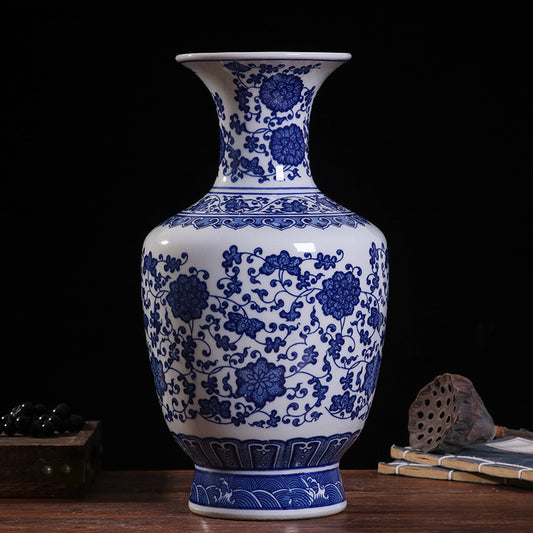 Blue and white porcelain clock shaped vase
