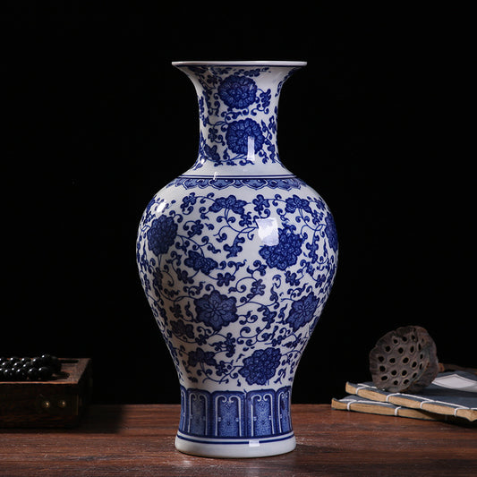 Blue and white porcelain fish tail shaped vase