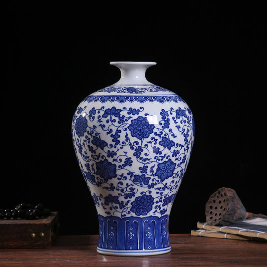 Blue and white porcelain pear shaped vase