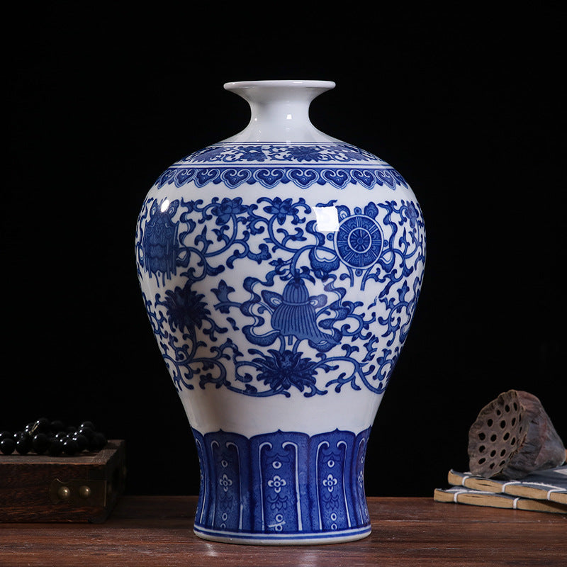 Blue and white porcelain pear shaped vase