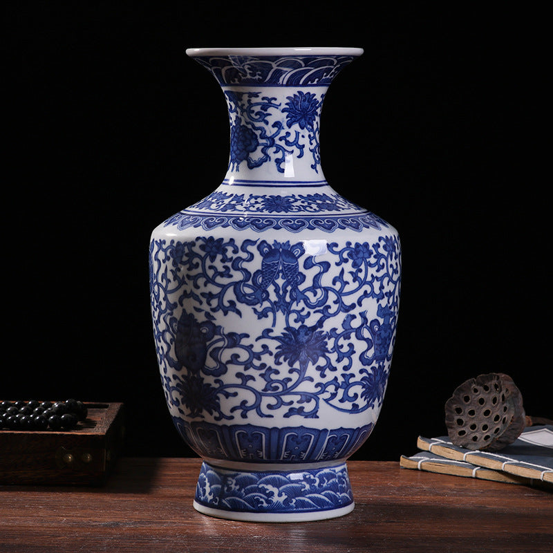 Blue and white porcelain clock shaped vase