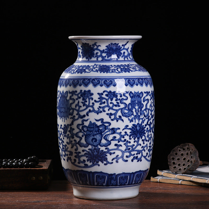 Blue and white porcelain winter melon shaped vase