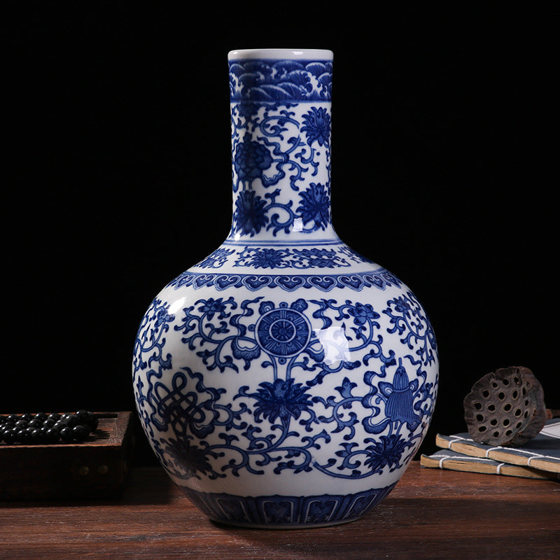 Blue and white porcelain celestial sphere shaped vase
