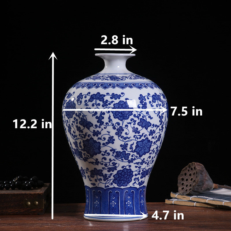 Blue and white porcelain pear shaped vase
