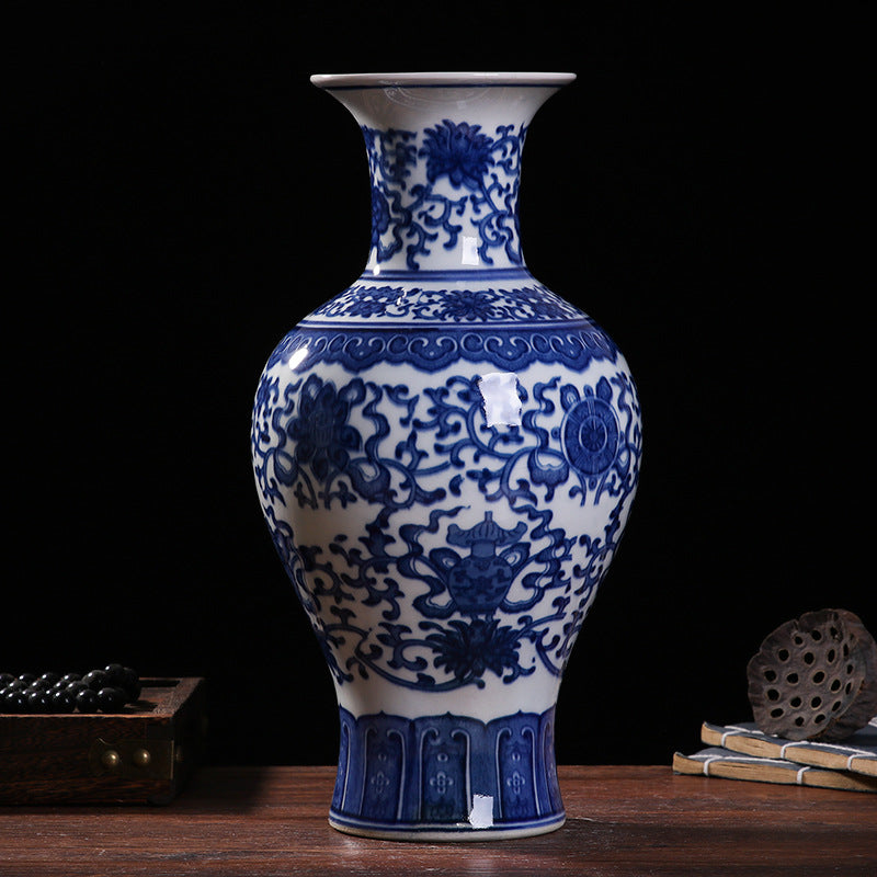 Blue and white porcelain fish tail shaped vase