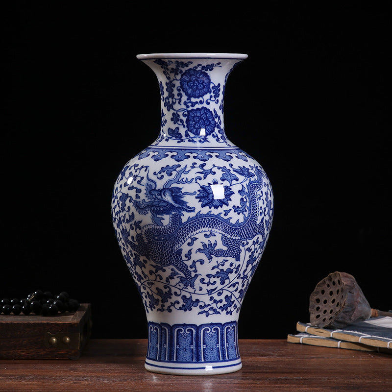 Blue and white porcelain fish tail shaped vase