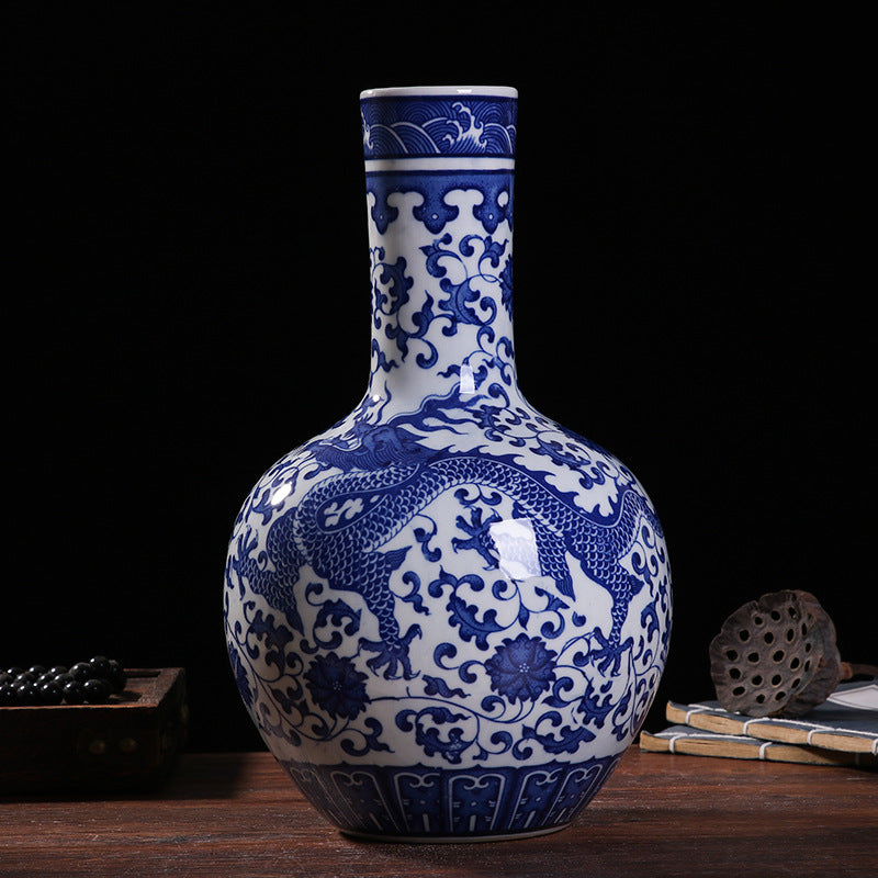 Blue and white porcelain celestial sphere shaped vase