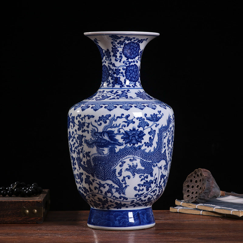 Blue and white porcelain clock shaped vase